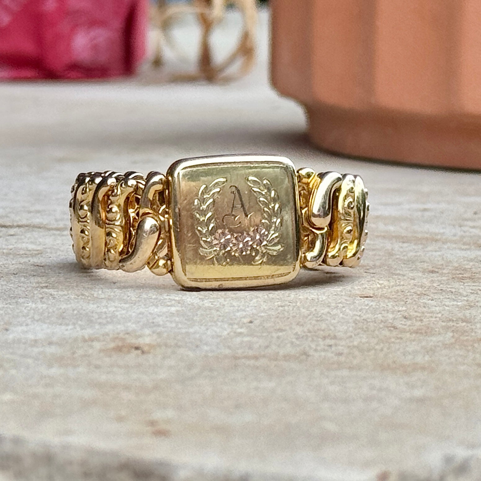 Vivian Grace Vintage Gold Monogram ‘A’ Gold Filled Sweetheart Bracelet - Vintage