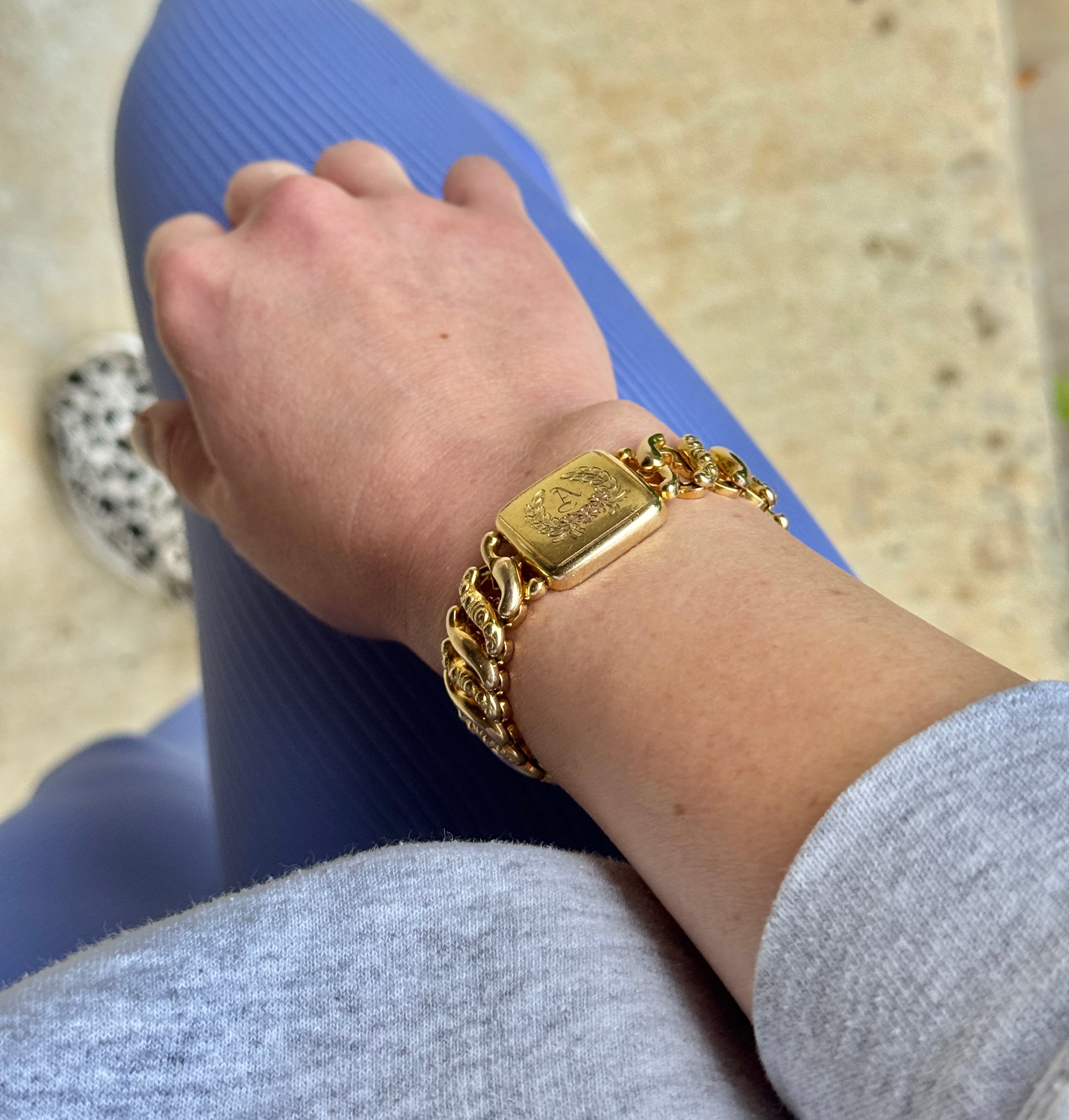 Vivian Grace Vintage Gold Monogram ‘A’ Gold Filled Sweetheart Bracelet - Vintage