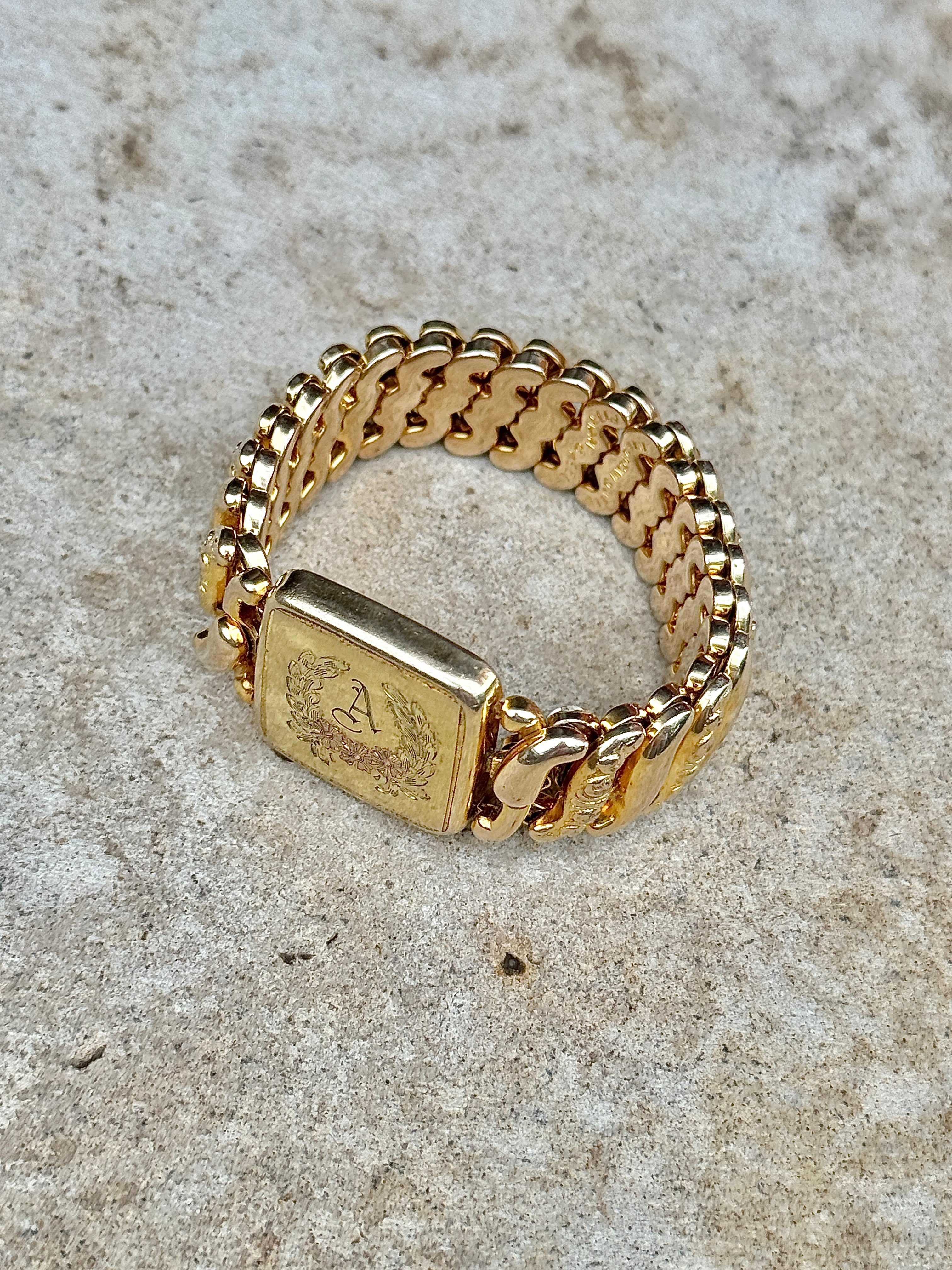 Vivian Grace Vintage Gold Monogram ‘A’ Gold Filled Sweetheart Bracelet - Vintage