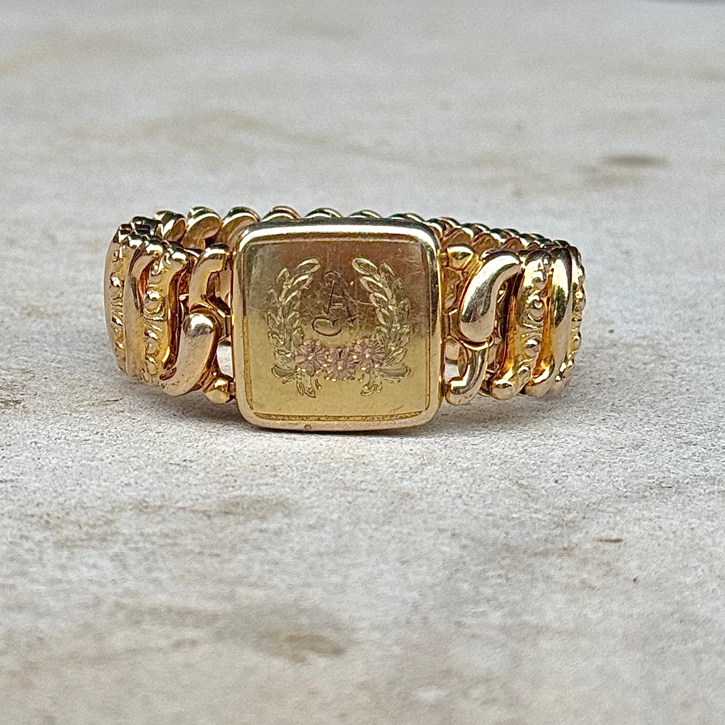 Vivian Grace Vintage Gold Monogram ‘A’ Gold Filled Sweetheart Bracelet - Vintage