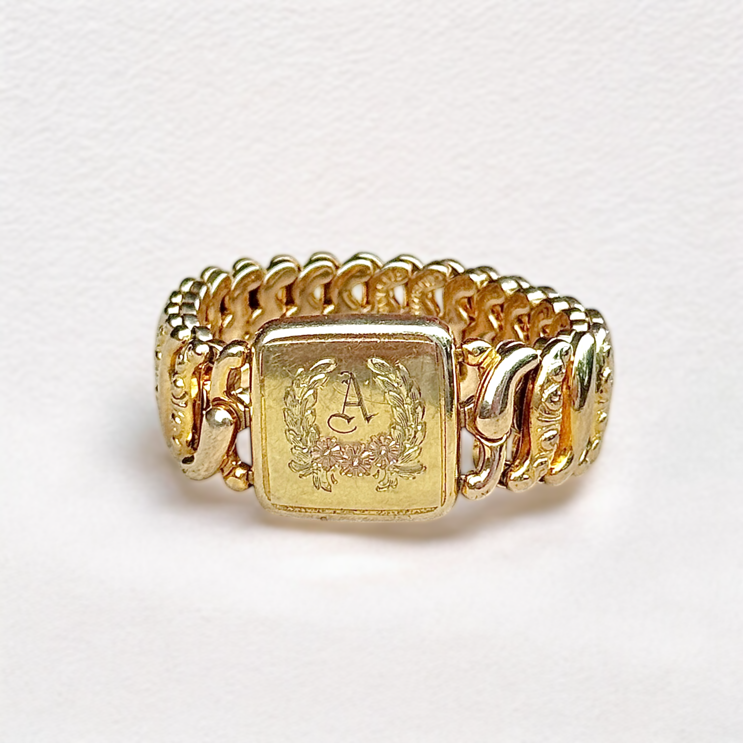 Vivian Grace Vintage Gold Monogram ‘A’ Gold Filled Sweetheart Bracelet - Vintage