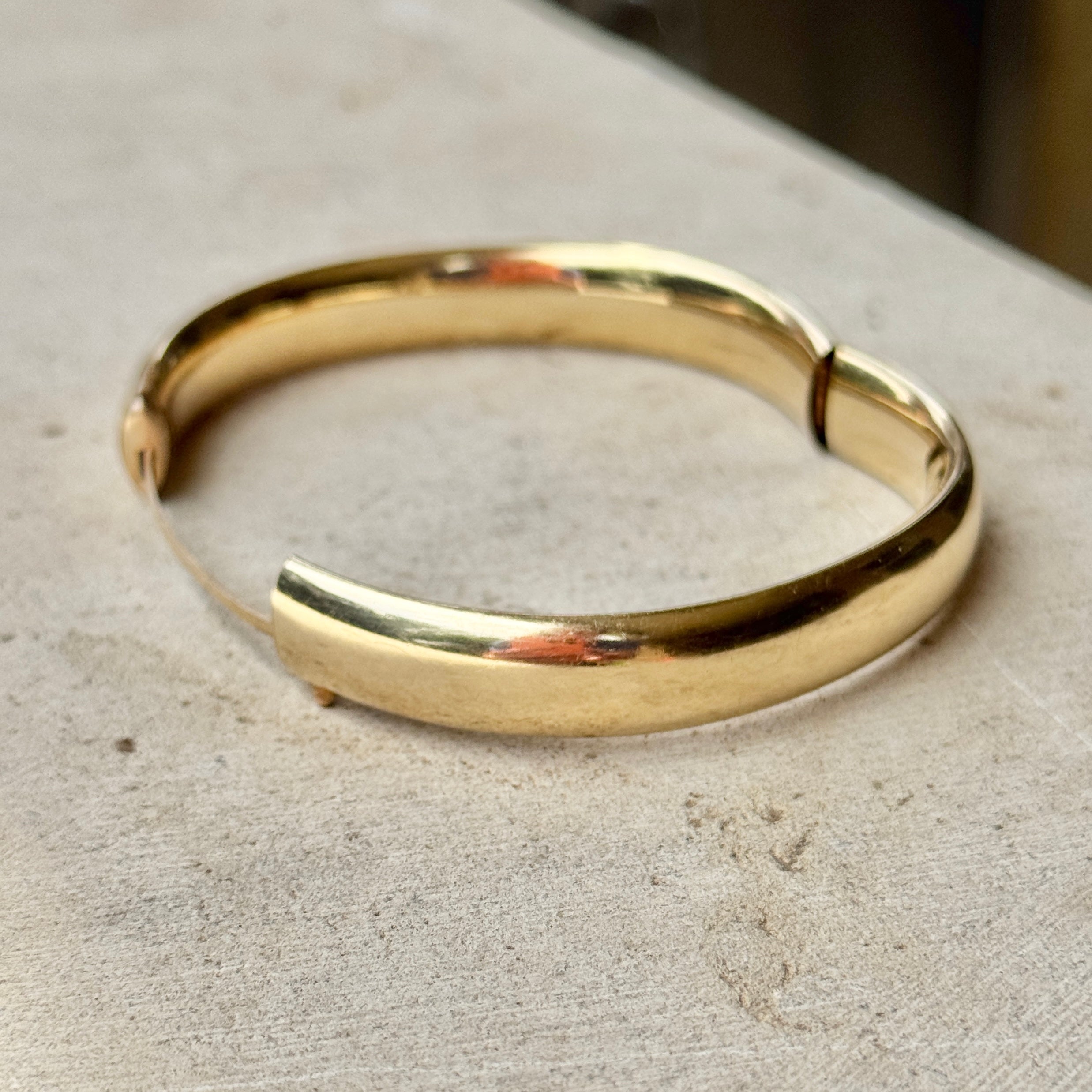 Vivian Grace Vintage Gold Vintage Mid Century 12k Gold-Filled Floral Etched Bangle Bracelet