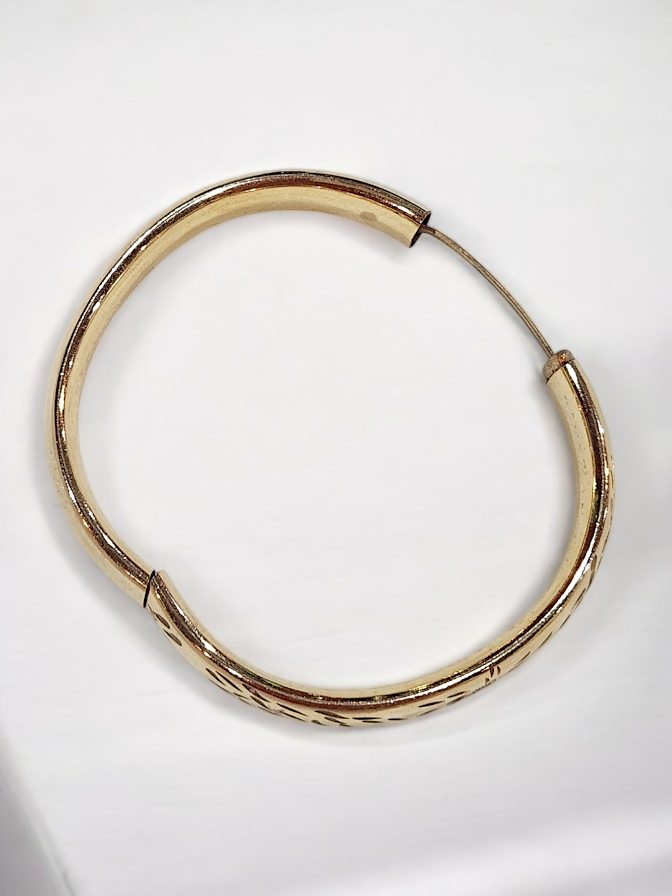 Vivian Grace Vintage Gold Vintage Mid Century 12k Gold-Filled Floral Etched Bangle Bracelet