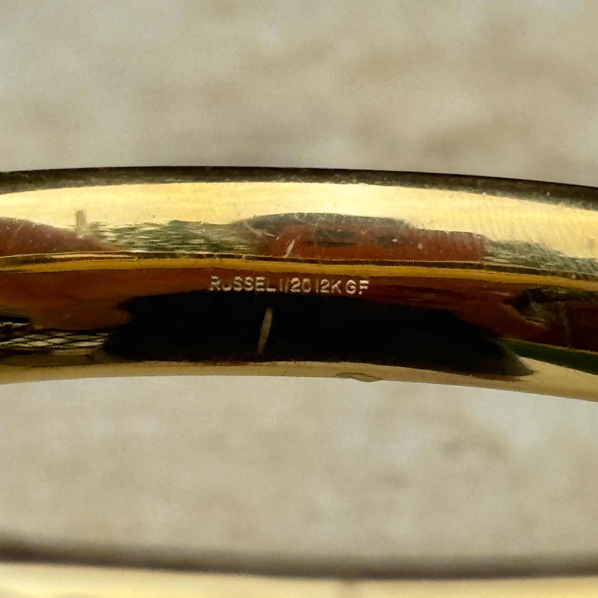 Vivian Grace Vintage Gold Vintage Mid Century 12k Gold-Filled Floral Etched Bangle Bracelet