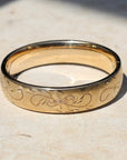 Vivian Grace Vintage Gold Vintage Mid-Century 12k Gold-Filled Floral Etched Bangle Bracelet