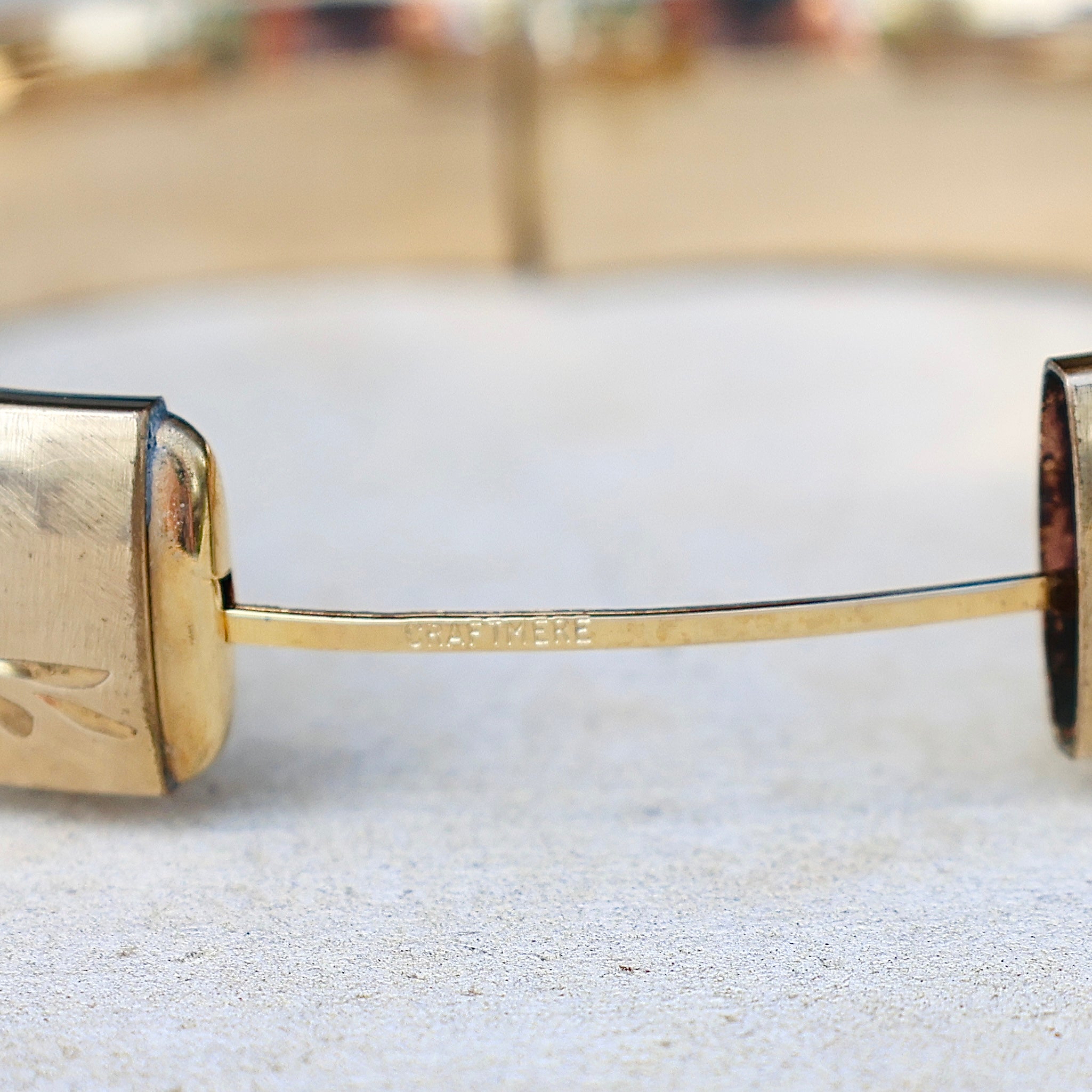 Vivian Grace Vintage Gold Vintage Mid-Century 12k Gold-Filled Floral Etched Bangle Bracelet