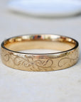 Vivian Grace Vintage Gold Vintage Mid-Century 12k Gold-Filled Floral Etched Bangle Bracelet