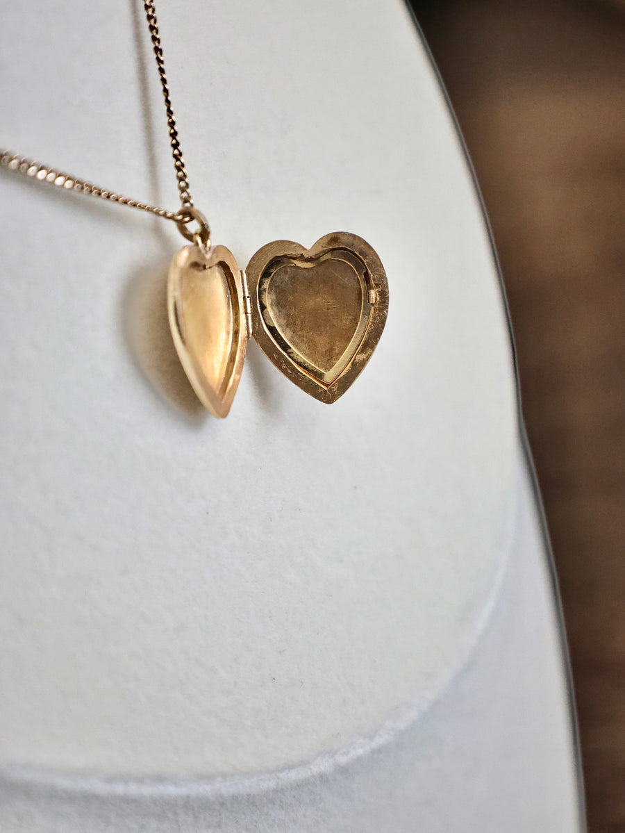 Vivian Grace Vintage Necklace Vintage Floral Heart Locket - 12k Gold Filled