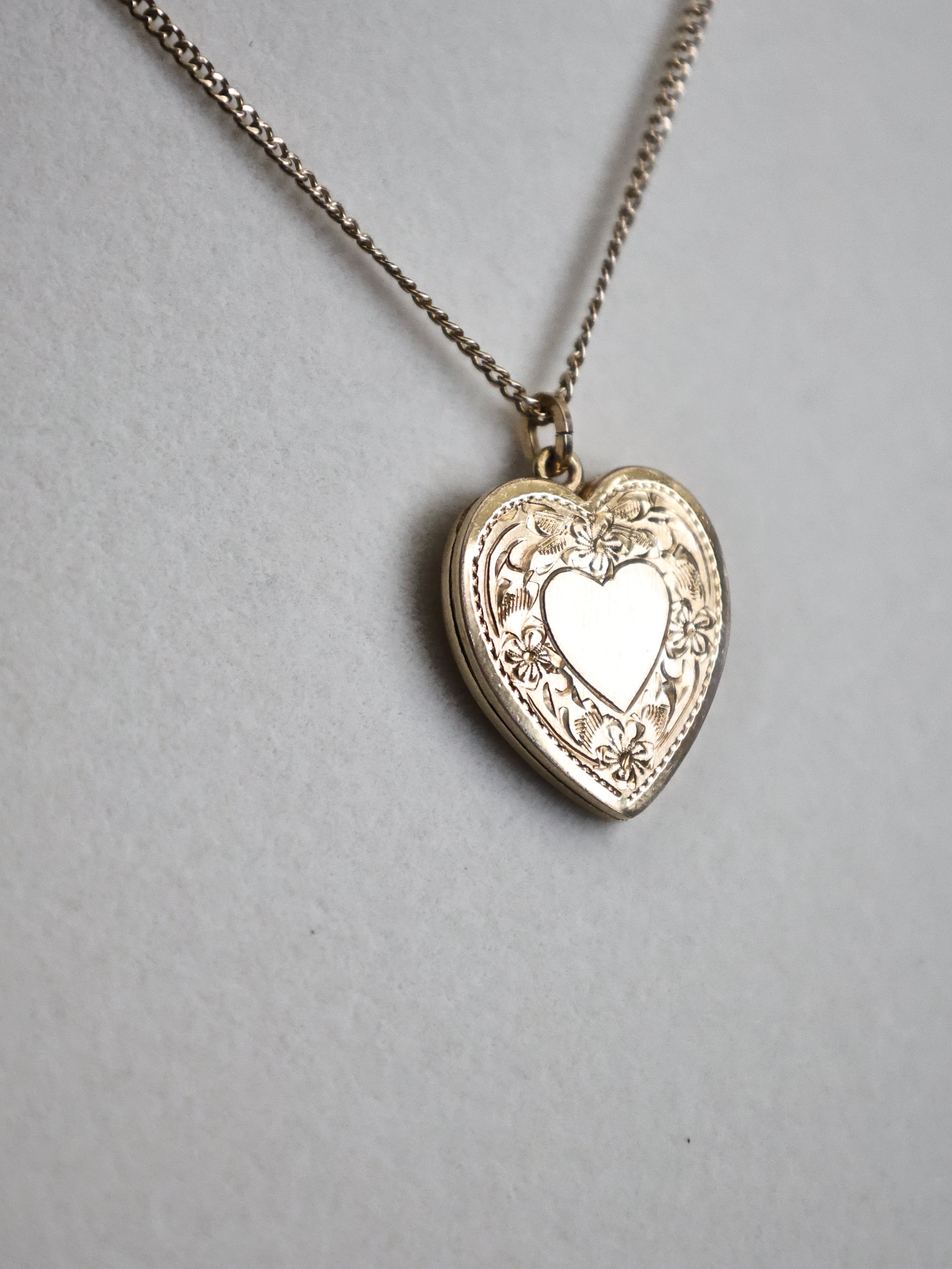 Vivian Grace Vintage Necklace Vintage Floral Heart Locket - 12k Gold Filled