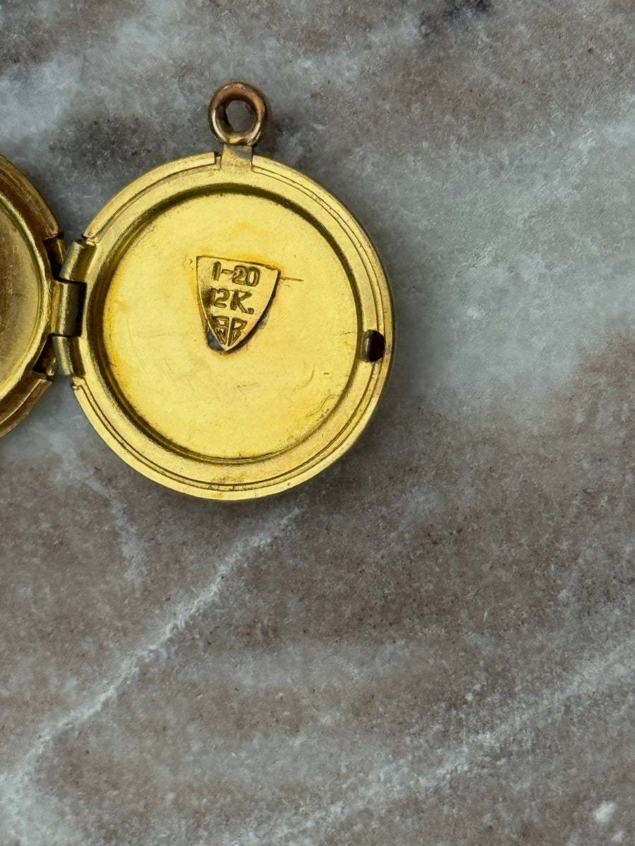 Vivian Grace Vintage Pendant Gold Vintage Floral Engraved Locket- 12k Gold Filled