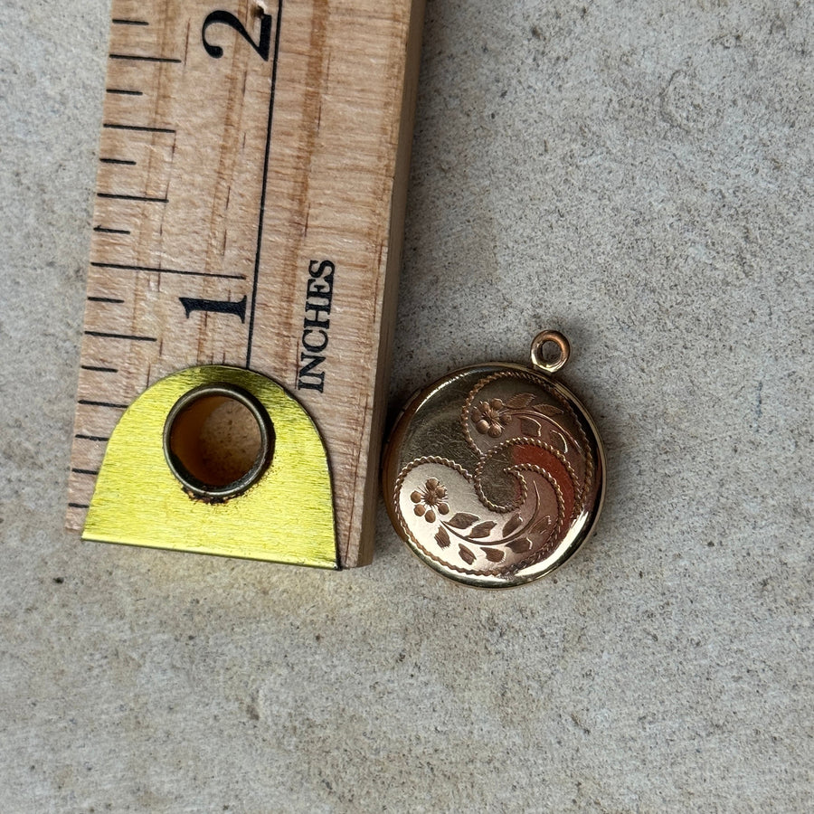 Vivian Grace Vintage Pendant Gold Vintage Floral Engraved Locket- 12k Gold Filled