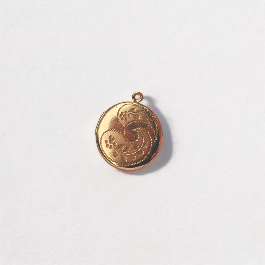 Vivian Grace Vintage Pendant Gold Vintage Floral Engraved Locket- 12k Gold Filled