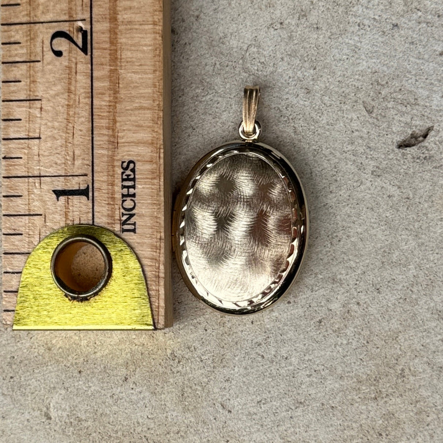 Vivian Grace Vintage Pendant Gold Vintage Oval Etched Locket- 12k Gold Filled