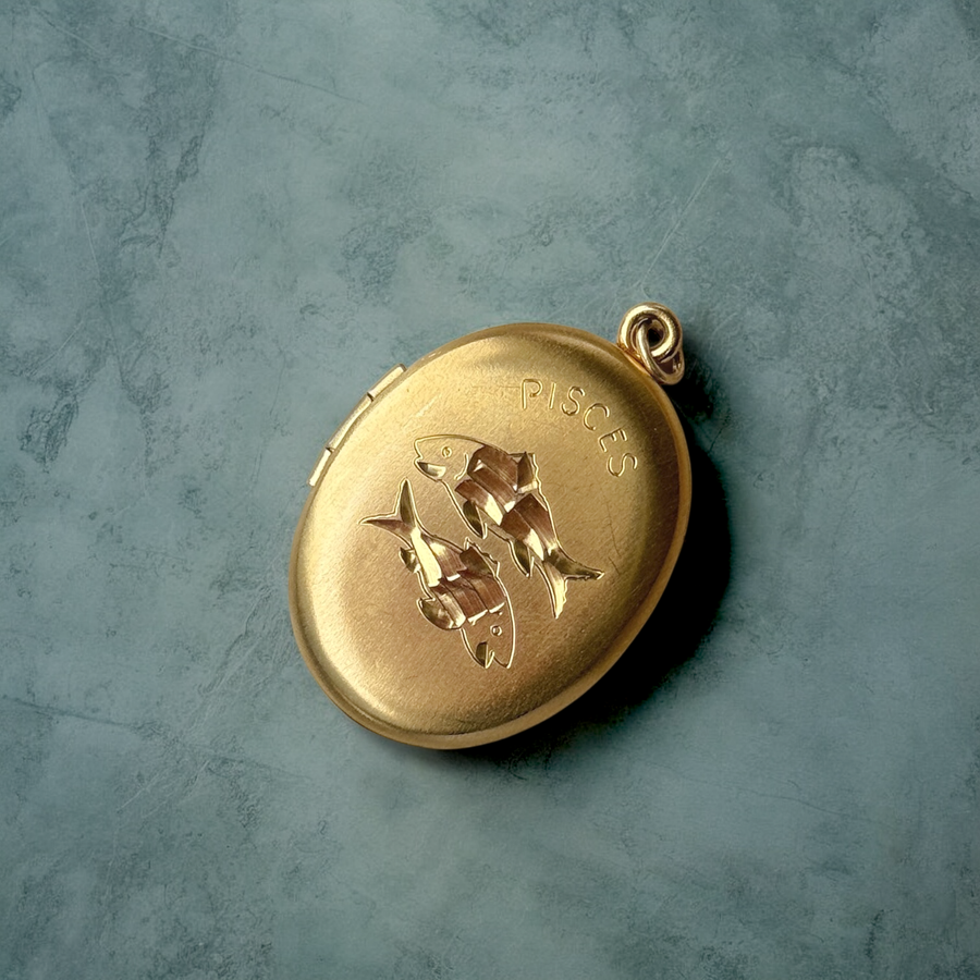 Vivian Grace Vintage Pendant Gold Vintage Pisces Fish Locket- 12k Gold Filled (circa 1970)