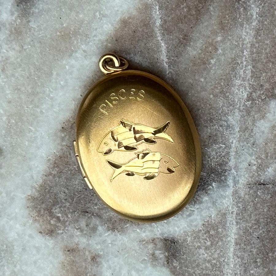 Vivian Grace Vintage Pendant Gold Vintage Pisces Fish Locket- 12k Gold Filled (circa 1970)