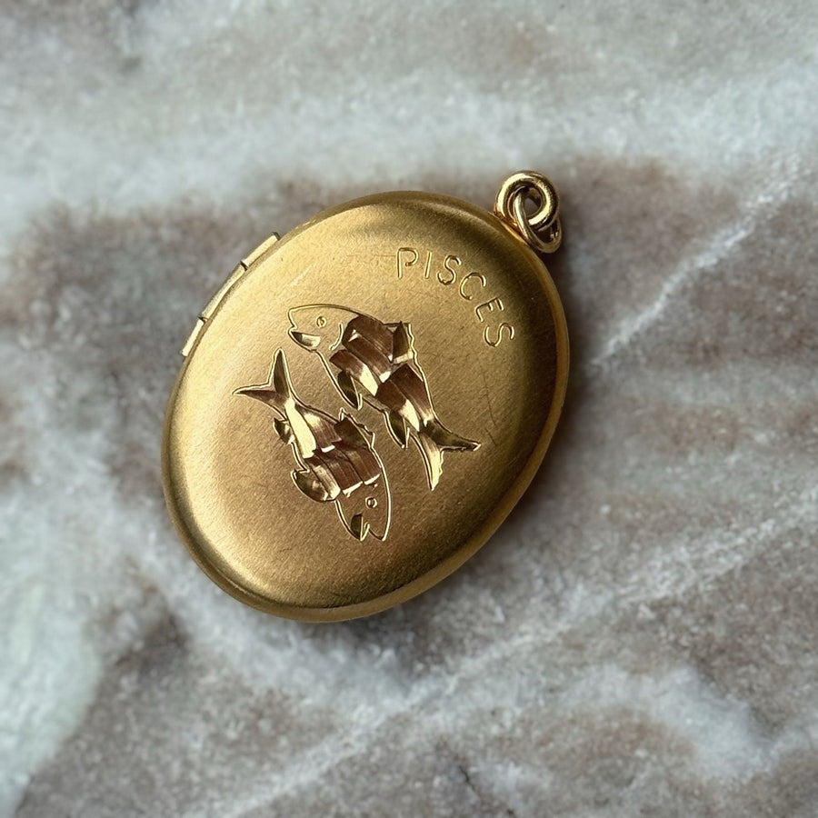 Vivian Grace Vintage Pendant Gold Vintage Pisces Fish Locket- 12k Gold Filled (circa 1970)
