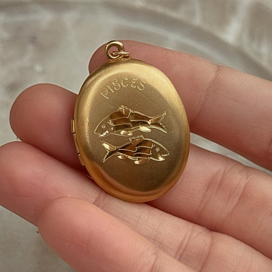Vivian Grace Vintage Pendant Gold Vintage Pisces Fish Locket- 12k Gold Filled (circa 1970)