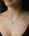 Vivian Grace Emerald Crystal Halo Necklace - Gold Vermeil