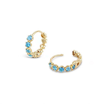 Vivian Grace Jewelry Earrings Blue Bezel Huggies