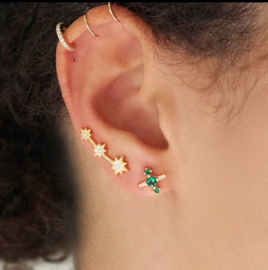 Vivian Grace Jewelry Earrings Emerald ‘X’ Studs
