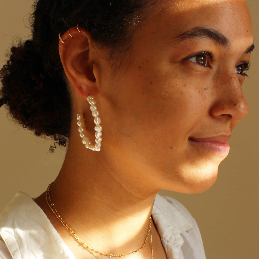 Vivian Grace Jewelry Earrings Freshwater Pearl Hoops