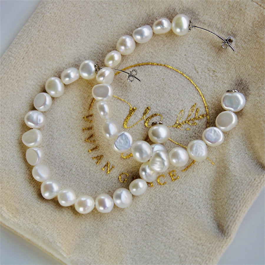 Vivian Grace Jewelry Earrings Freshwater Pearl Hoops