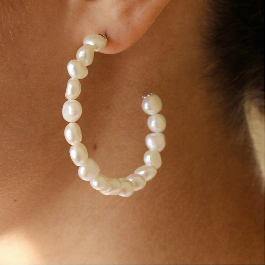 Freshwater Pearl C Hoops