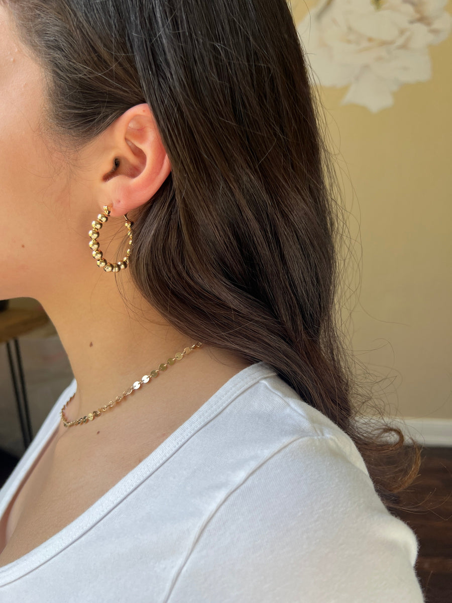 Vivian Grace Jewelry Earrings Gold Bead Hoops