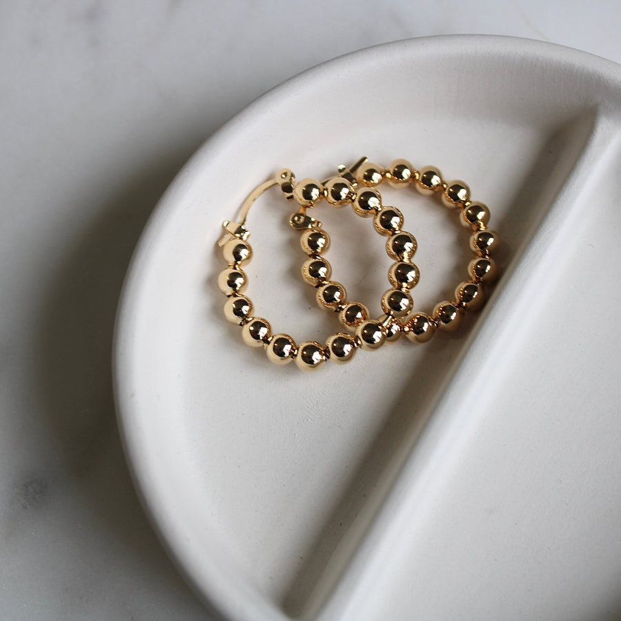 Vivian Grace Jewelry Earrings Gold Bead Hoops