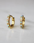 Vivian Grace Jewelry Earrings Gold Blue Opal Crystal Huggies