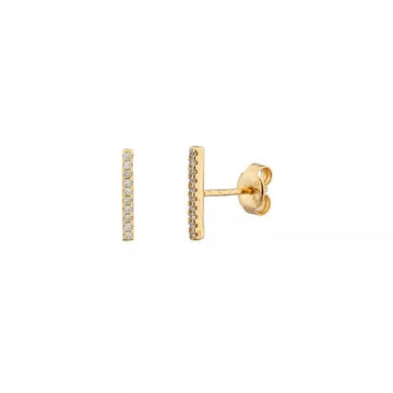 Gold Pave Diamond Bar Earrings