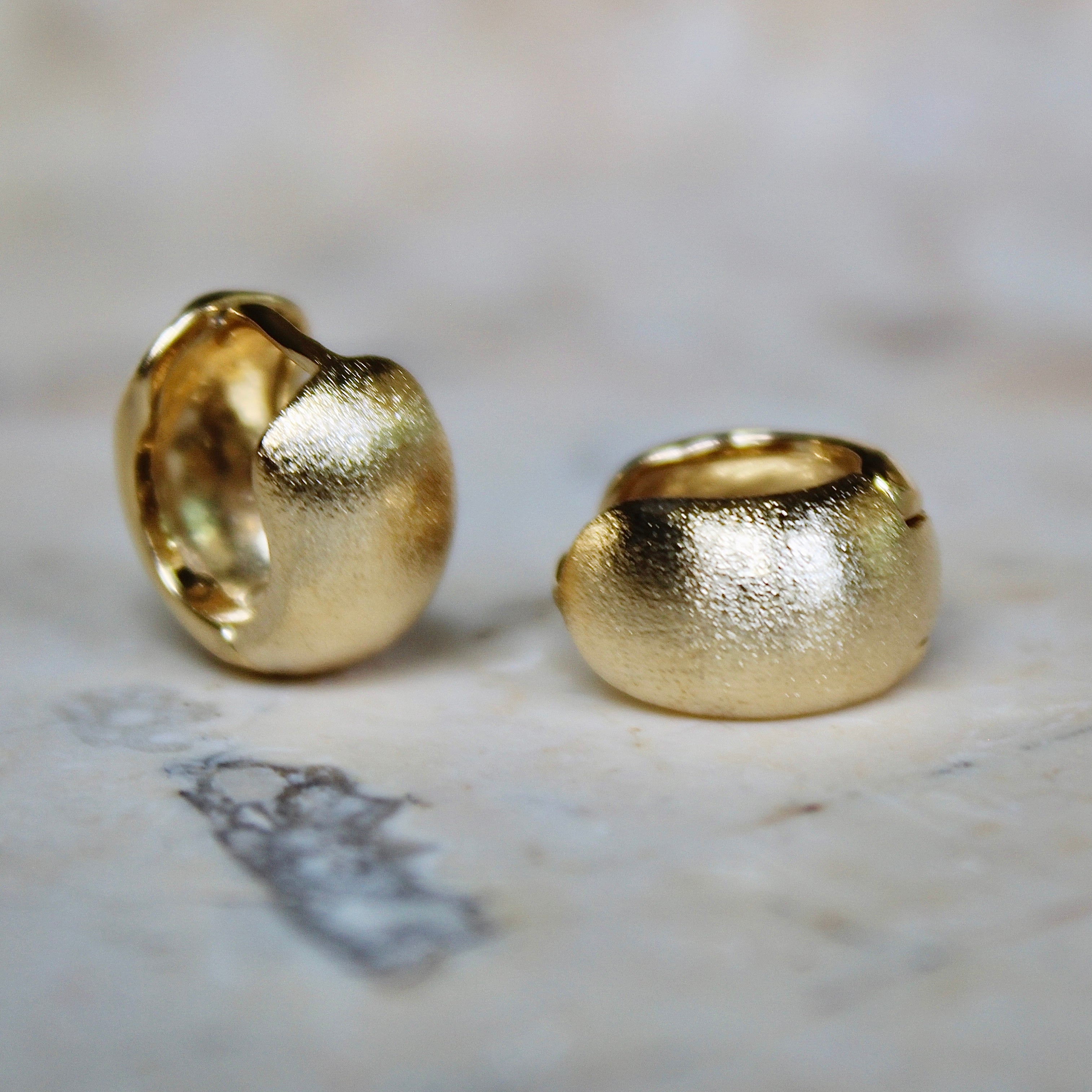 Vivian Grace Jewelry Earrings Gold Matte Dome Huggies
