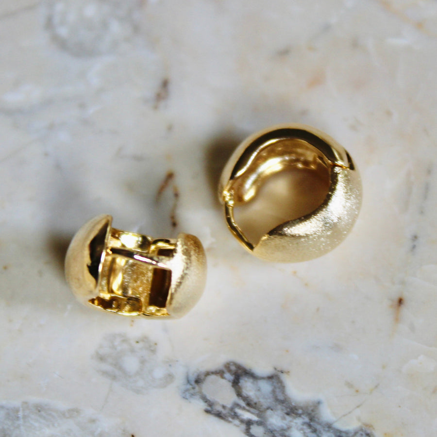 Vivian Grace Jewelry Earrings Gold Matte Dome Huggies