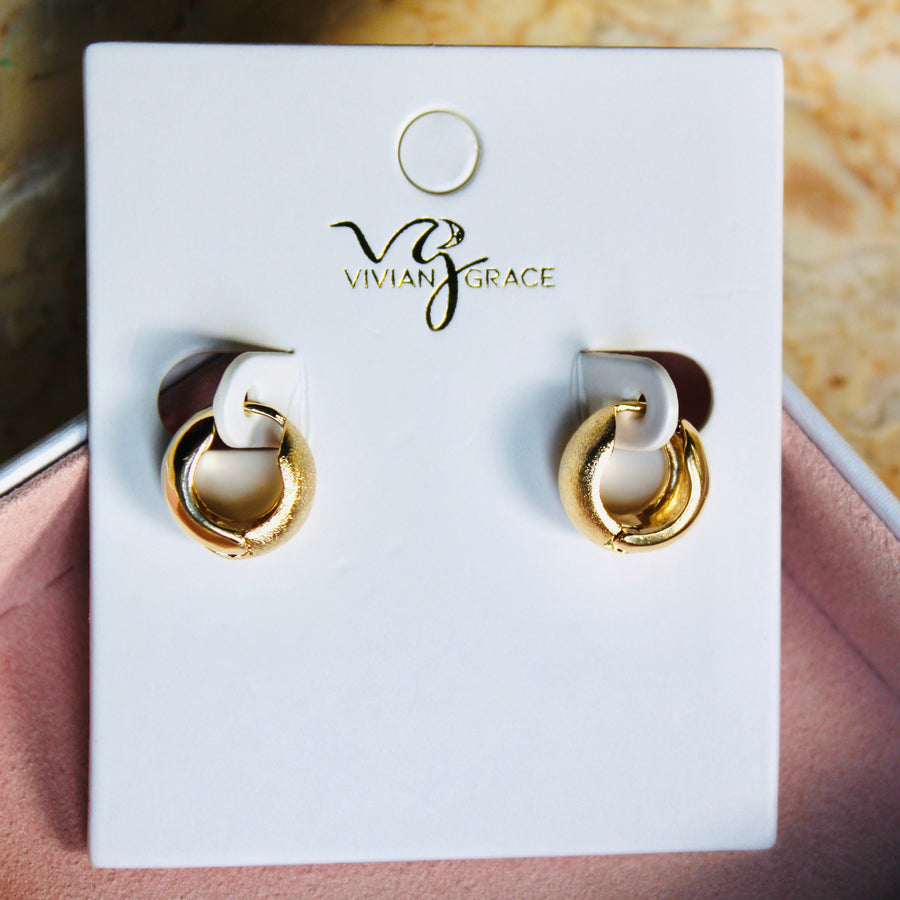 Vivian Grace Jewelry Earrings Gold Matte Dome Huggies