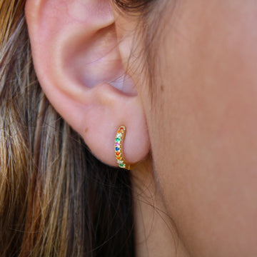 Vivian Grace Jewelry Earrings Gold Pave Rainbow Huggies