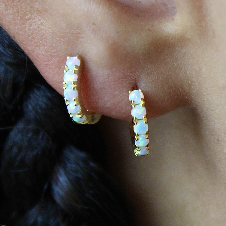 Vivian Grace Jewelry Earrings Opal Huggies 2
