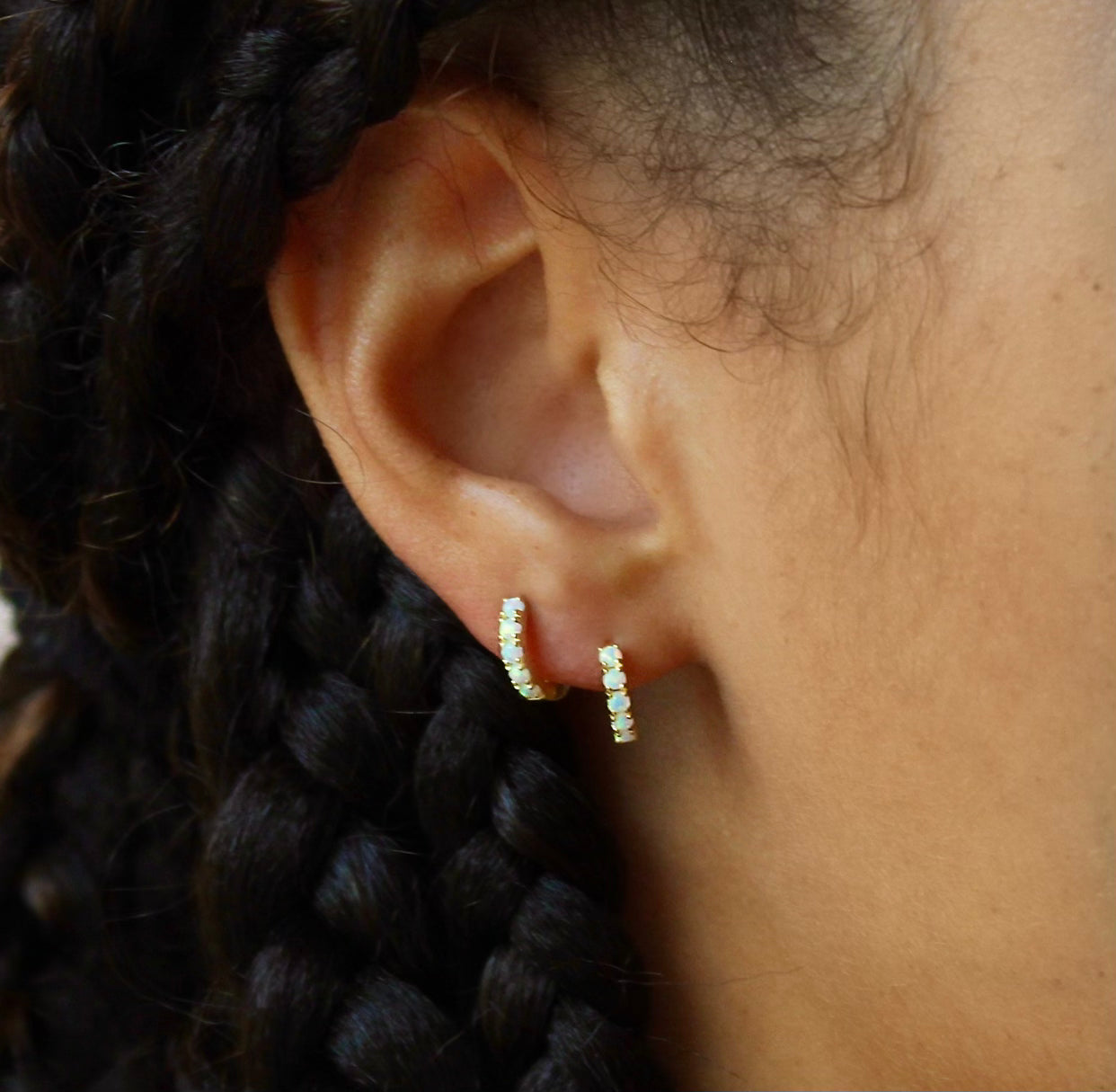 Vivian Grace Jewelry Earrings Opal Huggies