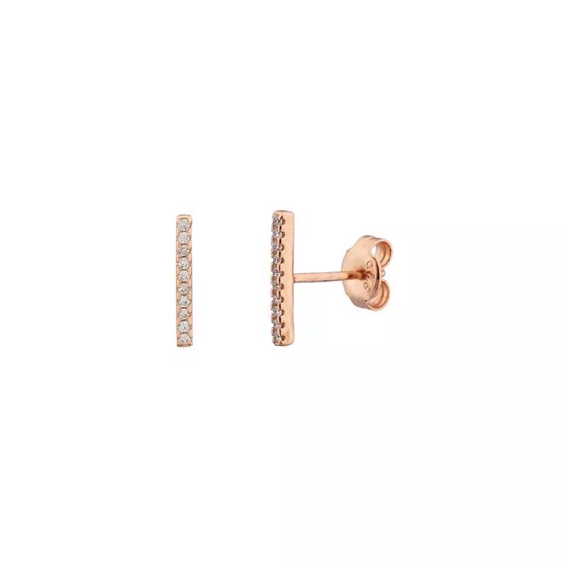 Rose Gold Gemma Pave Bar Earrings