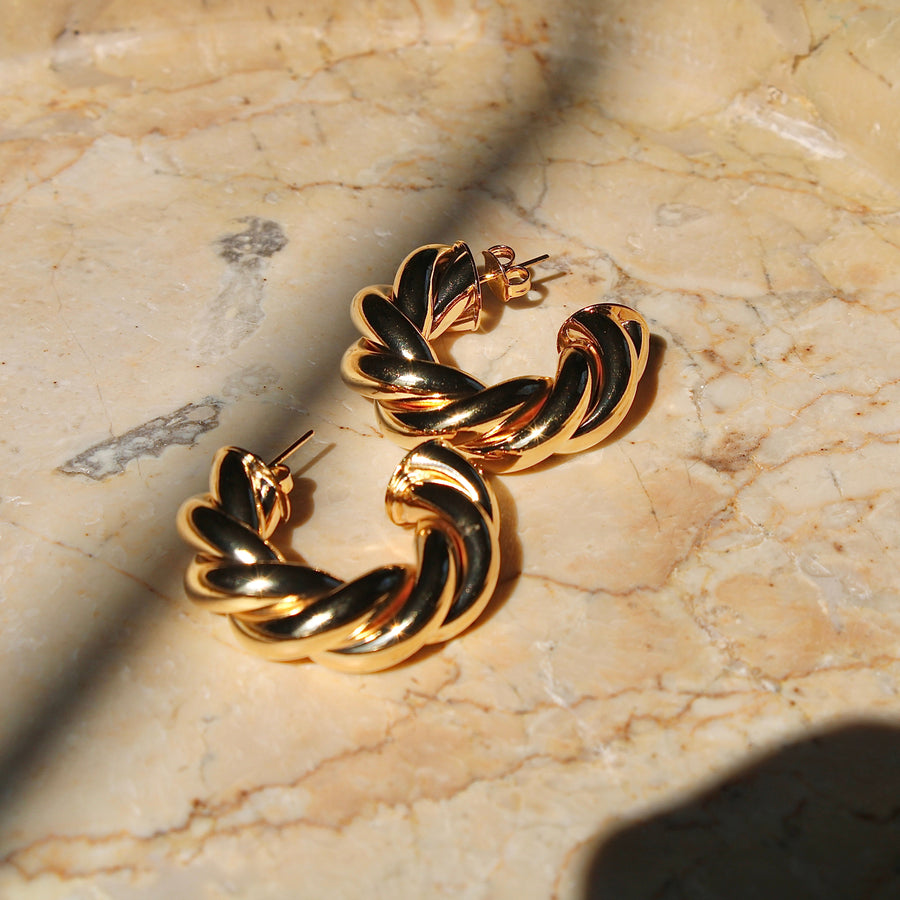 Vivian Grace Jewelry Earrings Thick Gold Twist Hoops
