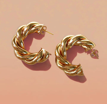 Vivian Grace Jewelry Earrings Thick Gold Twist Hoops