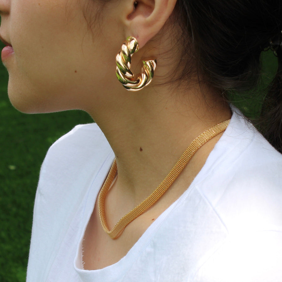 Vivian Grace Jewelry Earrings Thick Gold Twist Hoops