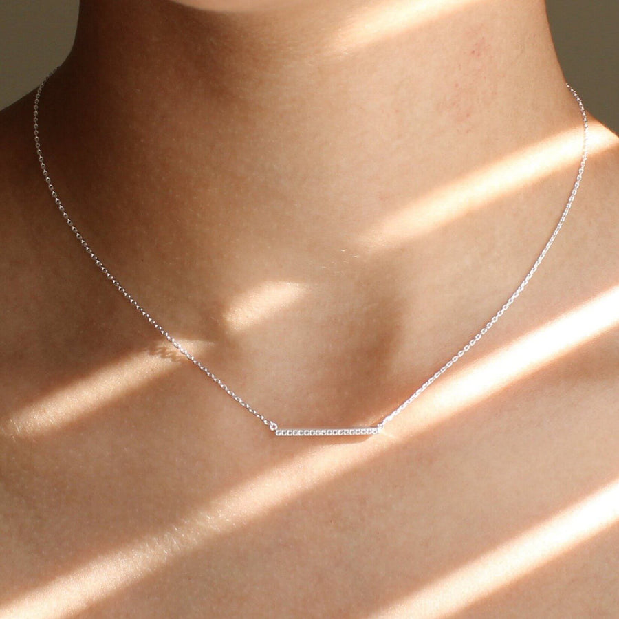 Sterling Silver Pave Diamond Bar Necklace