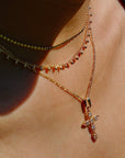 Vivian Grace Jewelry Necklace Gold Antique Figaro Cross Pendant