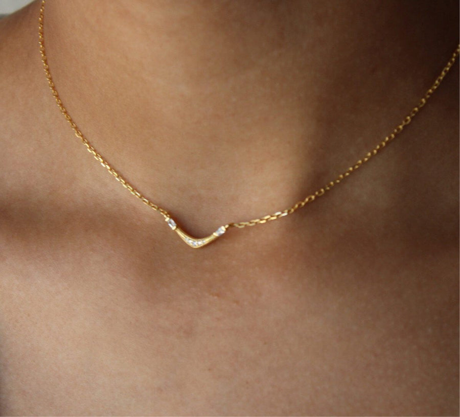 Sterling Silver Gold Baguette Necklace