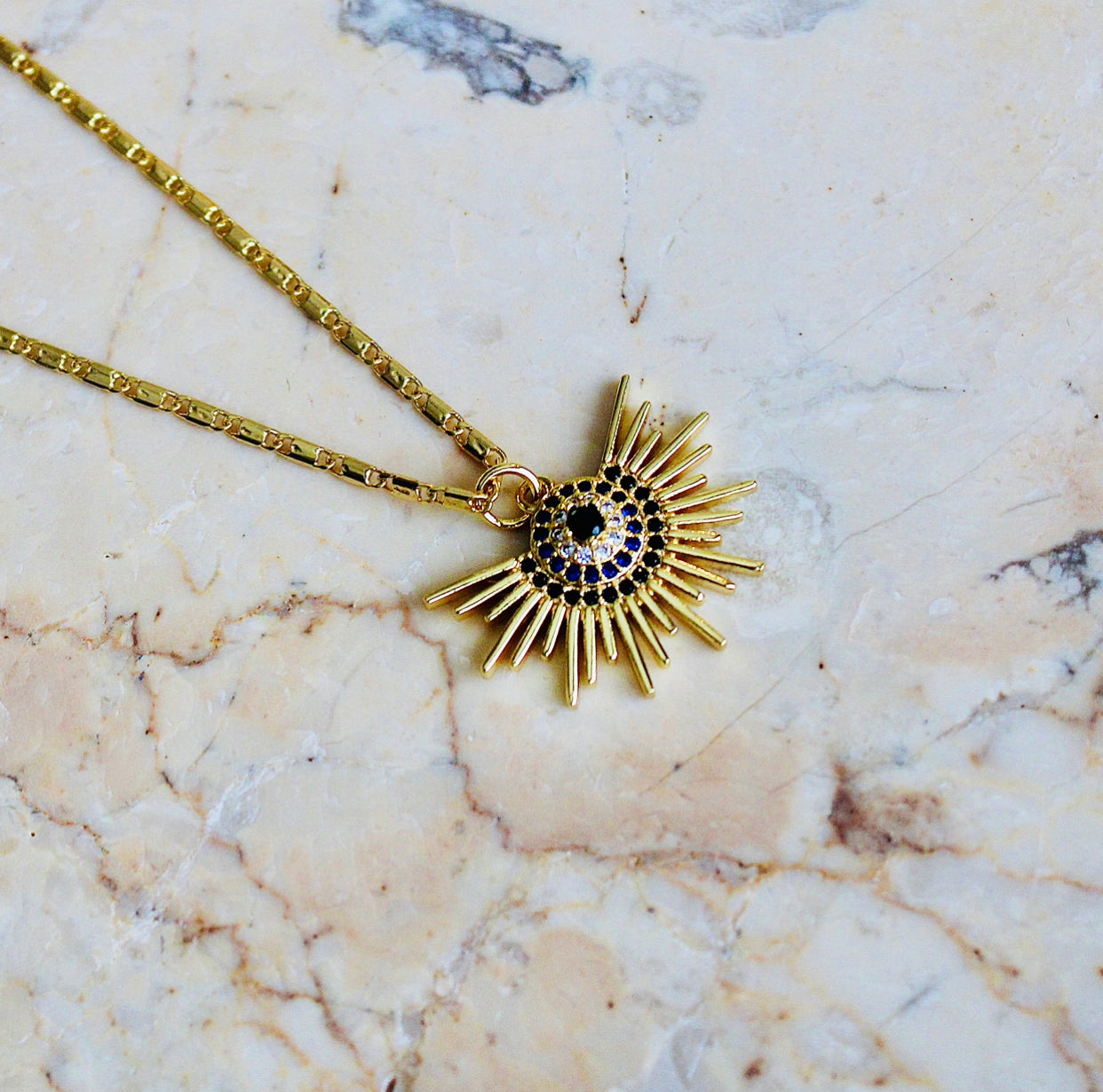 Vivian Grace Jewelry Necklace Gold Chasing the Sun Pendant