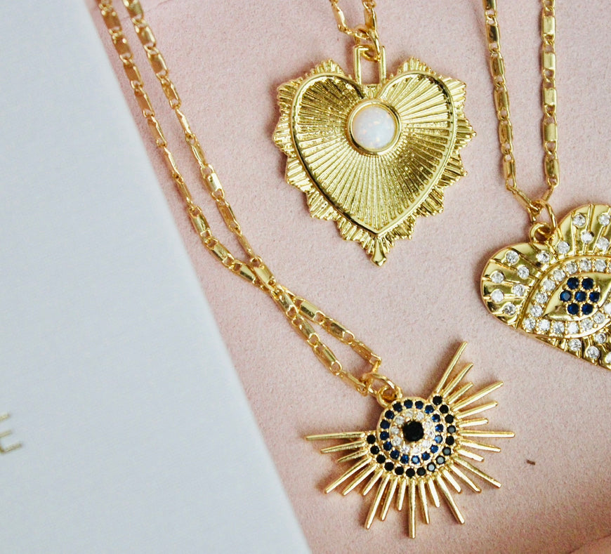 Vivian Grace Jewelry Necklace Gold Chasing the Sun Pendant