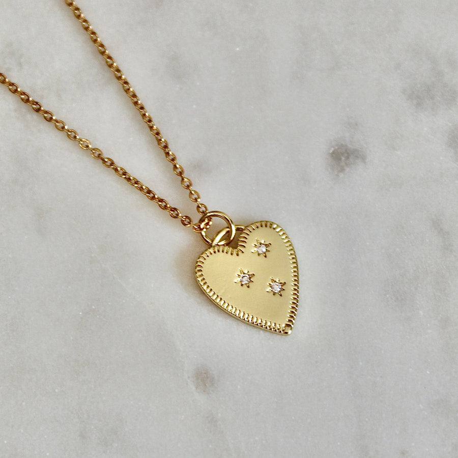 Vivian Grace Jewelry Necklace Gold Crystal Heart Lock Pendant Necklace