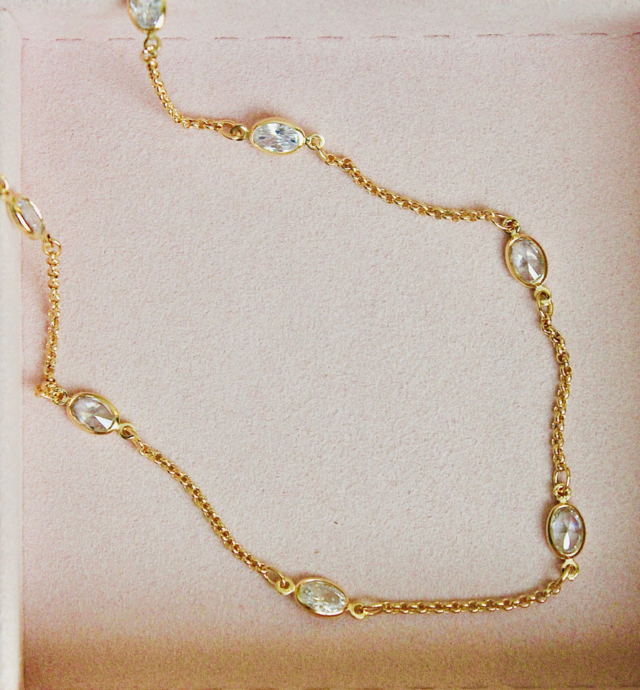 Vivian Grace Jewelry Necklace Gold Crystal Station Necklace