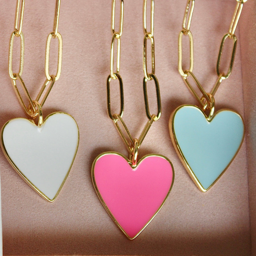 Gold-Filled Enamel Heart Charm Necklace