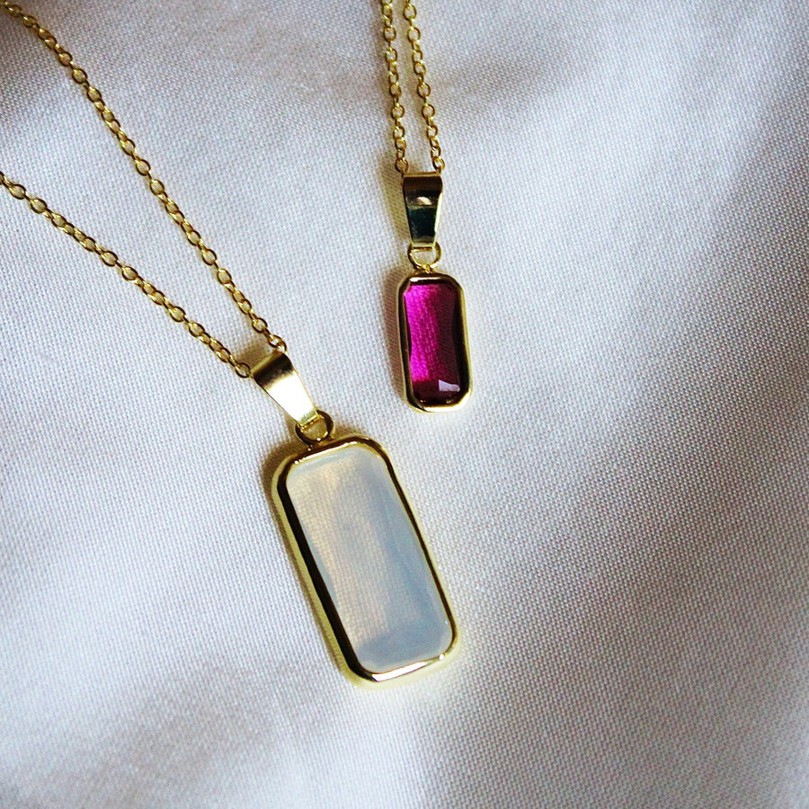 Vivian Grace Jewelry Necklace Gold Petite Rasberry Crystal Baguette Necklace